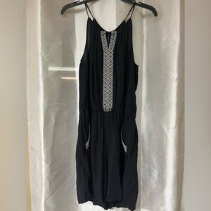 Apt. 9 Black Romper with White Embroidered Details.